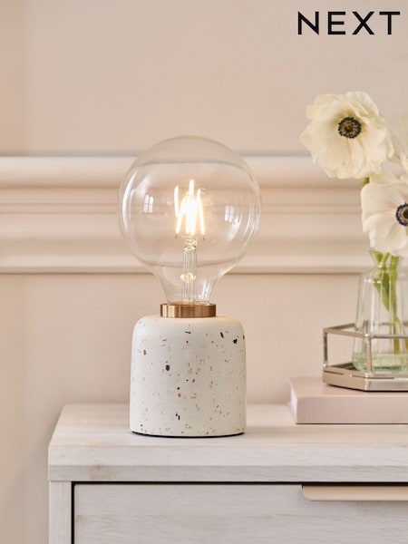 White Terrazzo Rechargeable Touch Wireless Table Lamp (956207) | €50