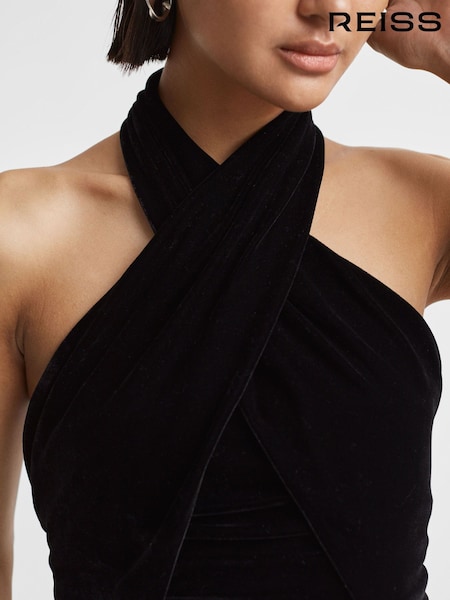Reiss Anna Velvet Halter Neck Cropped Top (956415) | €149
