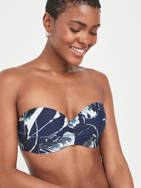 Navy Floral Shape Enhancing Bandeau Bikini Top (956459) | €5