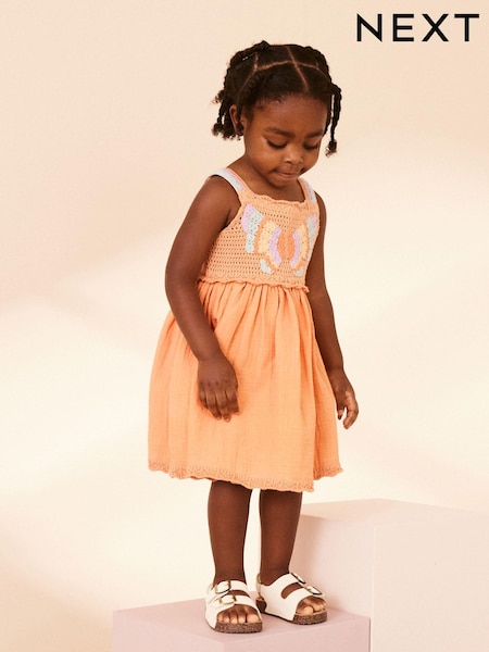 Orange Butterfly 100% Cotton Dress (3mths-7yrs) (956522) | €12 - €13