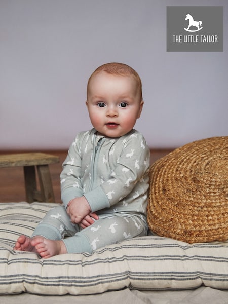 Gris - The Little Tailor Baby Front Zip Soft 100% Cotton Sleepsuit (956823) | 30 €