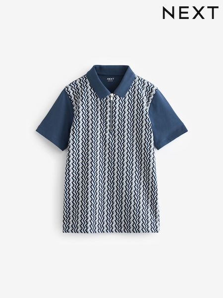 Blue Textured Short Sleeve Polo Shirt (3-16yrs) (956975) | €7.50 - €10