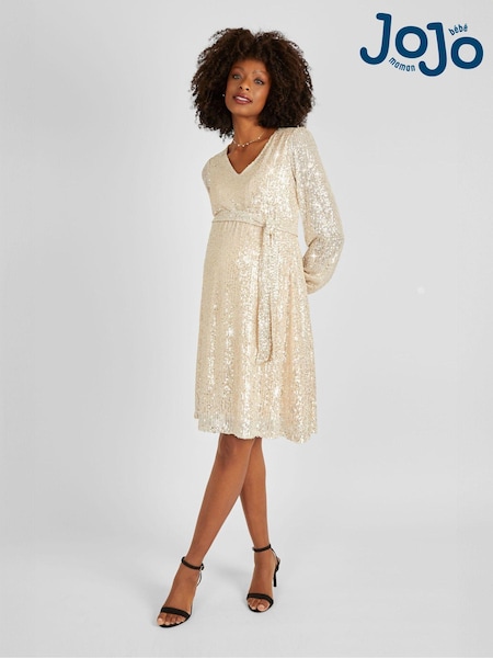 Champagner-Goldfarben - Jojo Maman Bébé – Umstands-Minikleid mit Pailletten und V-Ausschnitt (957260) | 95 €