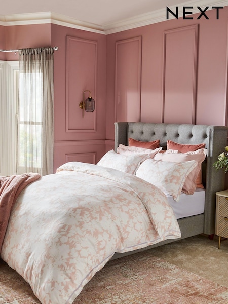 Pink Floral Sateen with Organza Insert Trim Duvet Cover and Pillowcase Set (957875) | € 37 - € 60