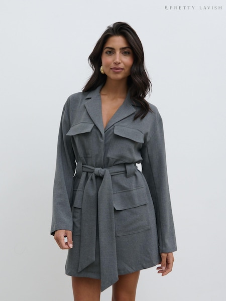 Pretty Lavish Grey Morgan Tailored Cargo Mini Dress (958181) | €44