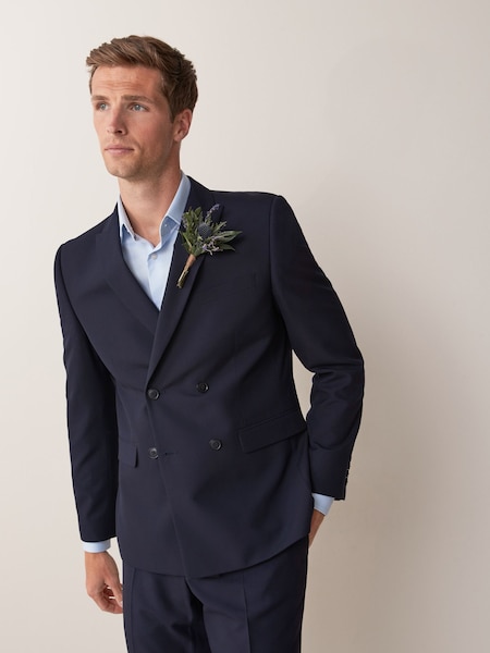 Navy Blue Double Breasted Suit Jacket (958503) | €13