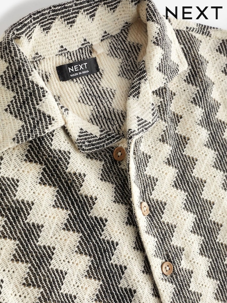 Black/White Short Sleeve Textured Cotton Rich Shirt (3mths-7yrs) (958775) | €9 - €10