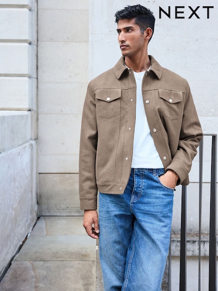 Brown Borg Lined Western Jacket with Wool (959421) | R$ 850