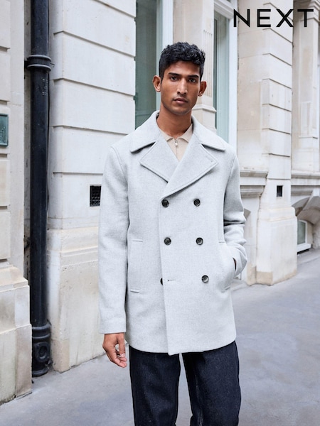 Light Grey Soft Touch Peacoat with Wool (959447) | €21
