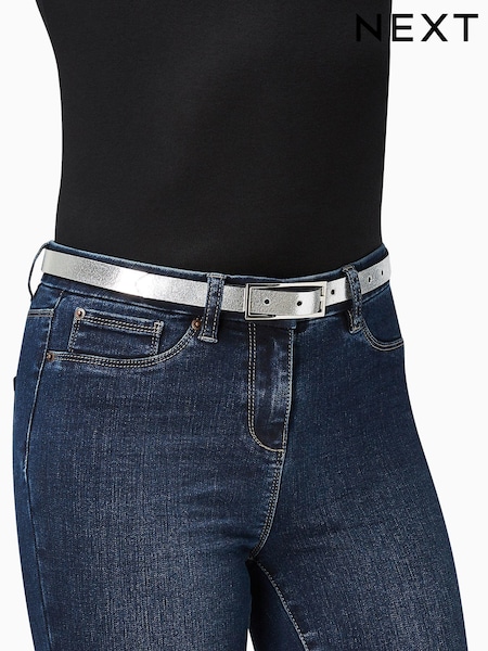 Black/Silver Leather Reversible Jeans Belt (959582) | €8