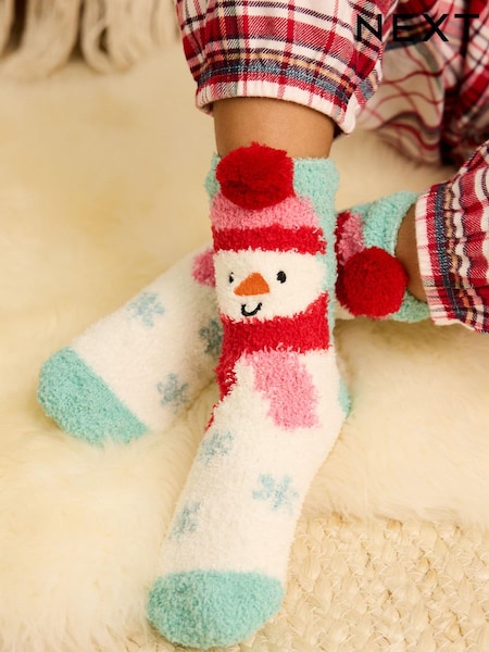 Зеленый и белый Снежный человек - Cosy Slippers Socks (959610) | €5 - €6