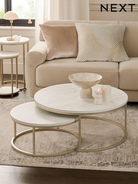 White Bronx Nest of 2, Round Coffee Table (959807) | €305