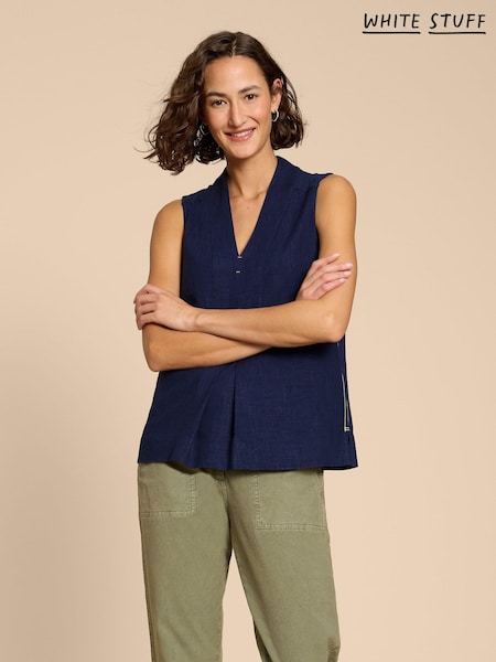 Azul - White Stuff Celia Jersey Mix Blouse With Linen (959907) | 64 €