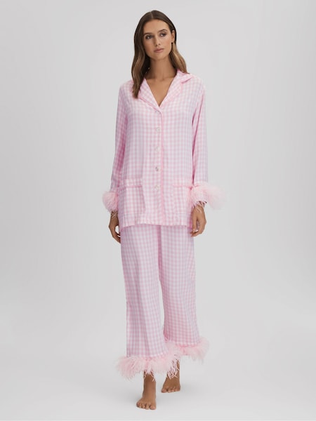 وردي/أبيض - Sleeper Detachable Feather Pyjama Set (960054) | ‏1٬683 ر.ق.