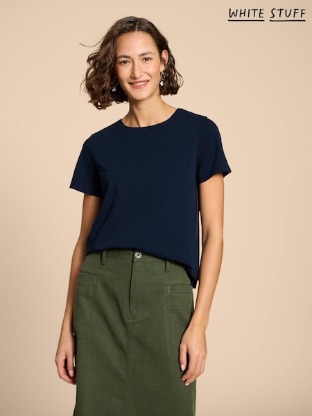 White Stuff Blue Abbie 100% Cotton T-Shirt (960280) | 127 QAR