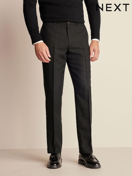 Schwarz - Reguläre Passform - Trimmed Herringbone Textured Trousers (960565) | 4 €