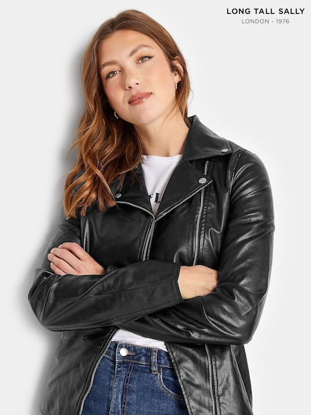 Long Tall Sally Black Faux Leather Biker Jacket (960706) | €38