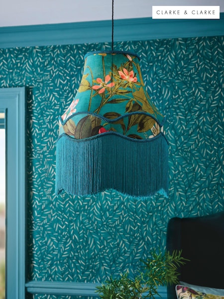 Clarke and Clarke Blue Passiflora Tassel Easyfit Lamp Shade (960785) | €108