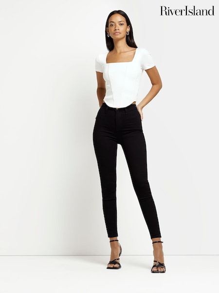 Черный - River Island High Rise Super Skinny Jeans (960974) | €18