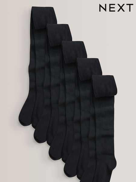 Black 5 Pack Cotton Rich School Tights (961084) | $27 - $39