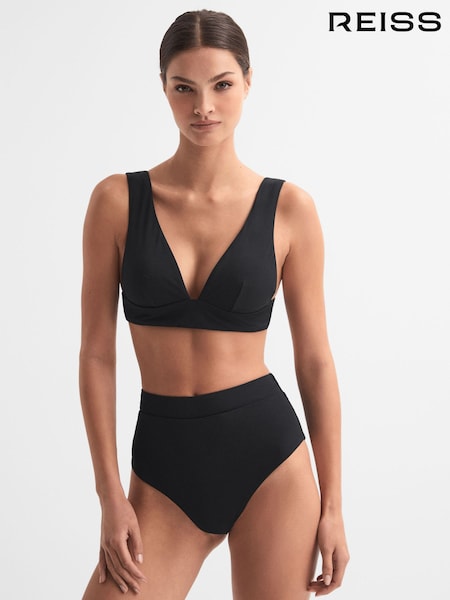 Reiss Black Tara Italian Fabric High Rise Bikini Bottoms (961100) | €21