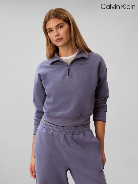 Blue - Calvin Klein French Terry 1/4 Zip Sweatshirt