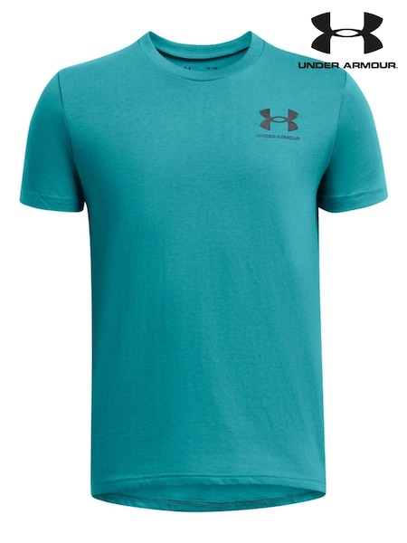 Under Armour Teal Blue Boys Youth Sportstyle Left Chest Logo T-Shirt (961290) | €22.50