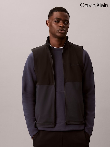 أسود - Regular Calvin Klein Water-repellent Performance Gilet