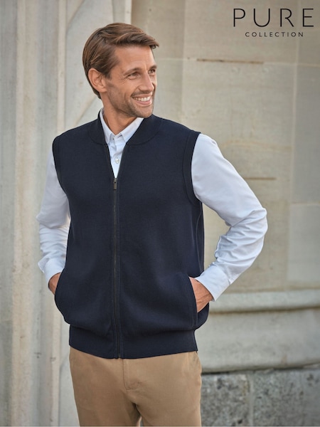 Blue - Regular Pure Collection Milano Zip Gilet