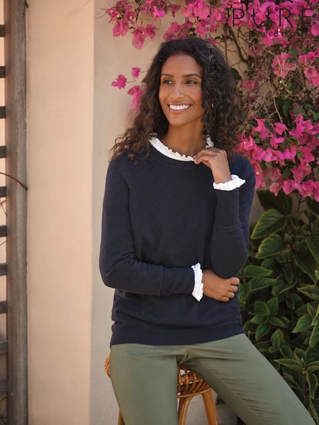 Navy Blue - Pure Collection Cashmere Boyfriend Jumper