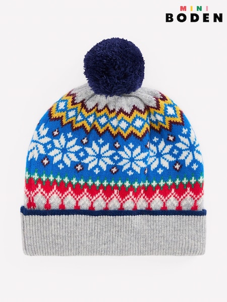 Grey - Boden Fair Isle Beanie