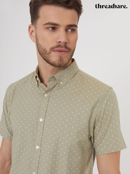 Threadbare Green Cotton Printed Short Sleeve Shirt (962361) | €34