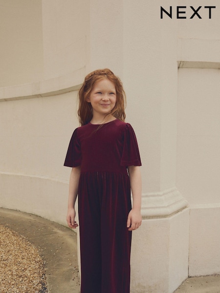 Burgundy Velour Jumpsuit (3-16yrs) (962422) | €9 - €12.50