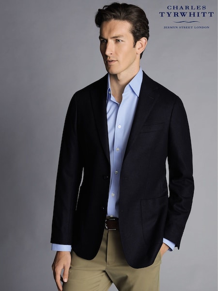 Charles Tyrwhitt Blue Twill Wool Unstructured Slim Fit Jacket (962538) | R$ 2,270