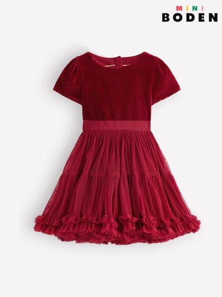 Red - Boden Velour Tulle Occasion Dress