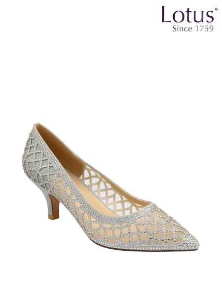 Silber - Lotus Pumps mit strassbesetzter Spitze (963010) | 53 €