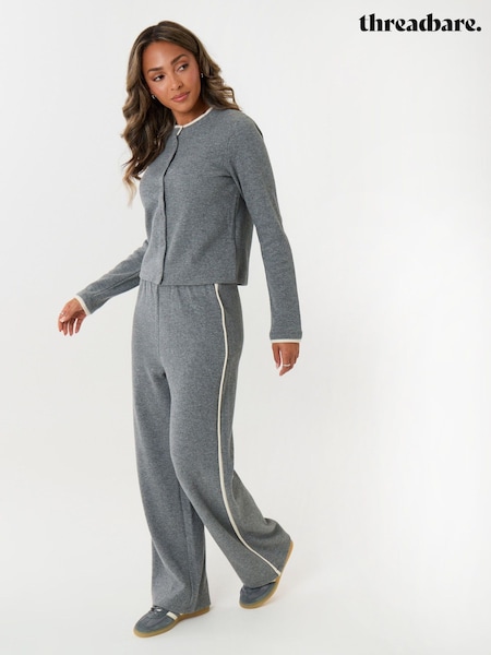 Harmaa - Threadbare Contrast Stripe Wide Leg Sweat Set