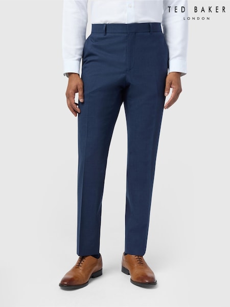 Blue - Regular Ted Baker Tailoring Slim Fit Performance Panama Trousers