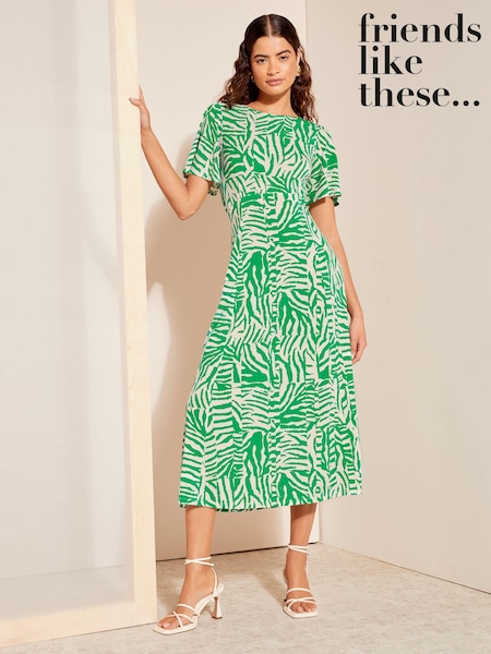 Friends Like These Green Zebra ITY Angel Shorts Sleeve Midi Dress (963622) | € 15