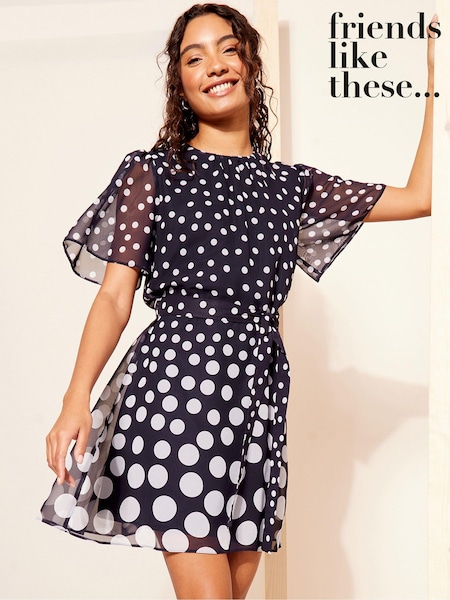 Friends Like These Chiffon Flutter Sleeve with Self Tie Belt Dress (963702) | 175 LEI