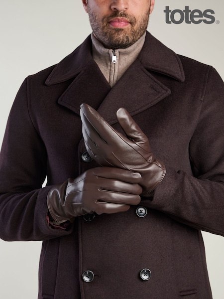 Շագանակագույն - Regular Totes 3 Point Leather Water Repellent Smartouch Gloves