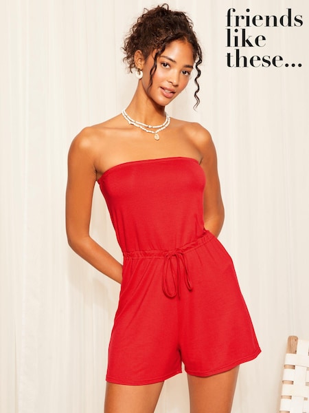 Friends Like These Red Bandeau Tie Waist Playsuit (963992) | €13