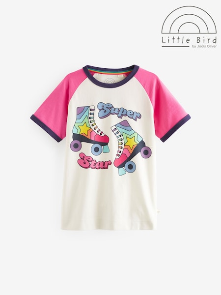 Ecru/Vaaleanpunainen - Little Bird By Jools Oliver Short Sleeve Raglan Colourful 100% Cotton T-shirt (964175) | €17 - €22