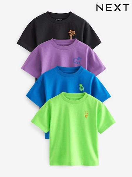 Cobalt Blue Short Sleeve T-Shirt Set 4 Pack (3mths-7yrs) (964244) | €10 - €12
