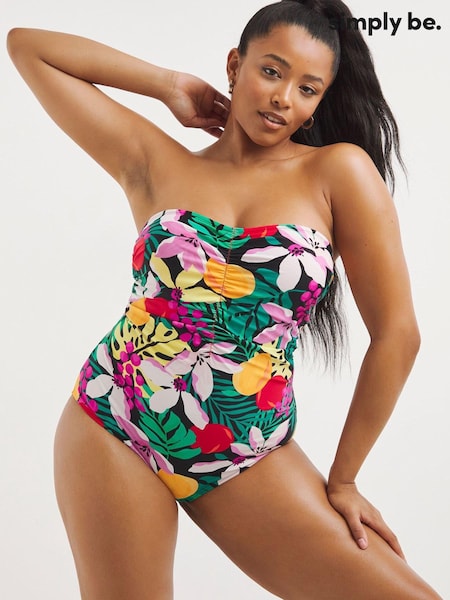 Simply Be Black Fruit Print Mix and Match Bandeau Swimsuit (964302) | €24