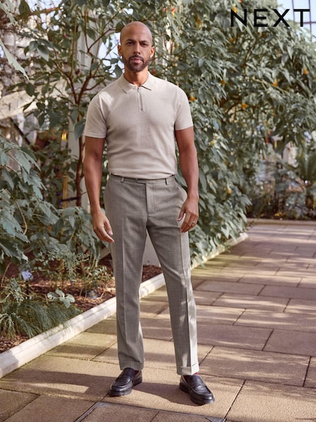 Neutral Slim Fit Textured Suit Trousers (964322) | €9