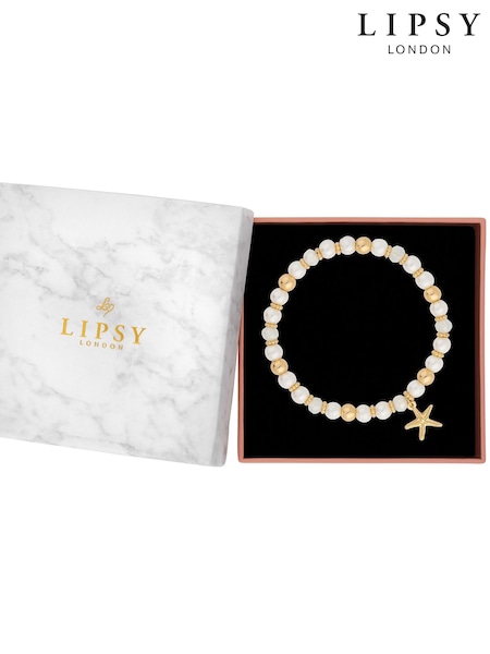 Lipsy Jewellery Gold Tone Beaded Charm Gift Boxed Coastal Bracelet (964490) | €14.50