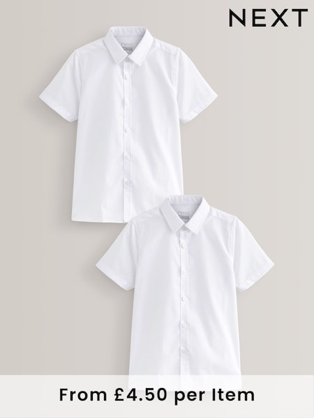 White 2 Pack Short Sleeve Stretch School Shirts (3-16yrs) (964556) | €13 - €21