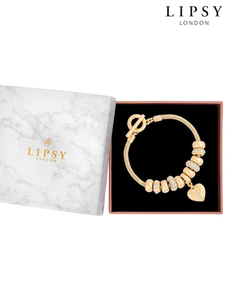 Lipsy Jewellery Gold Tone T-Bar Coin Charm Gift Boxed Bracelet (964791) | €32