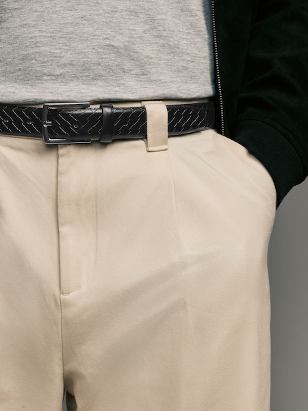 Black Faux Leather Weave Belt (965159) | LEI 48